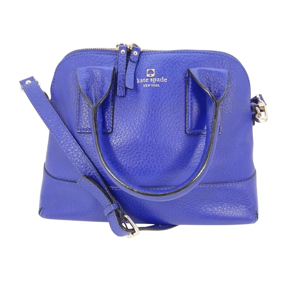 Kate Spade NY Southport Ave Jenny‎ Blue Pebbled Leather Dome Satchel Crossbody